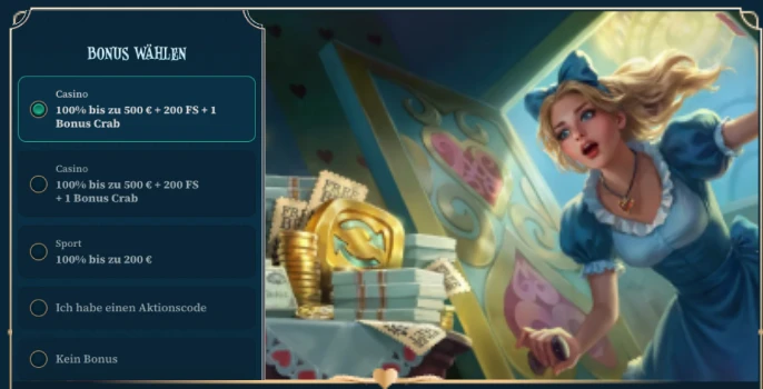 BetAlice Casino Login banner